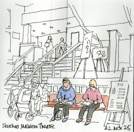 A sketch done in the atrium of Malvern Theater when out with the Malvern Sketchers group