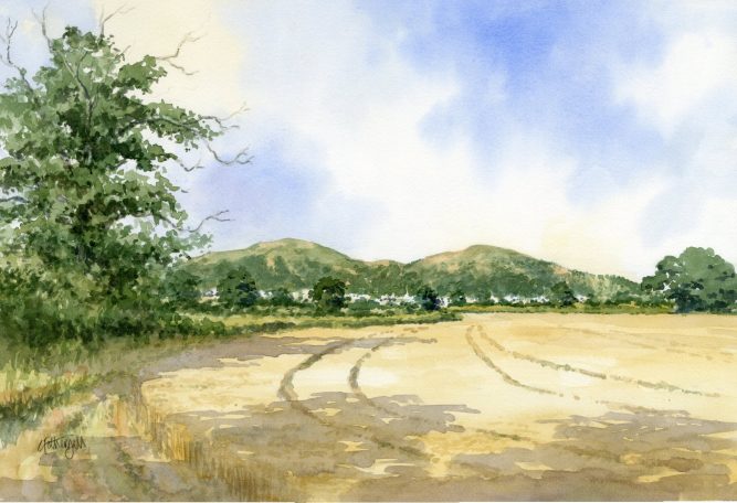 Watercolour painting of the Malvern Hills
