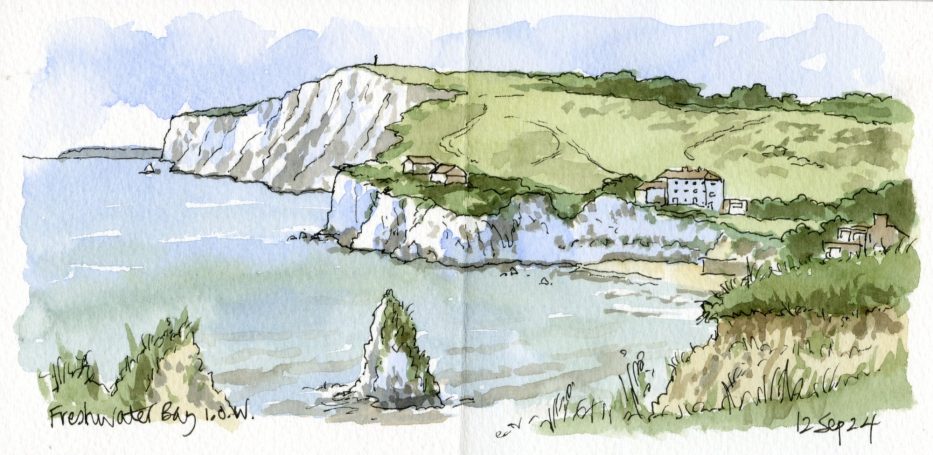 Freshwater Bay, a holiday sketch on the Isle of Wight.